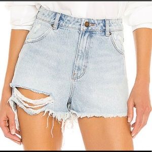 Rollas x Urban Outfitters high rise jean shorts